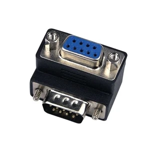 90 Degree Male to Female DB9 RS232 DB9P Serial Coupler Converter Adapter Coupler - Picture 1 of 8