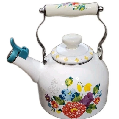 Pioneer Woman ~ BLOOMING BOUQUET ~ 2 Qt ~ Whistling Tea Kettle ~ Enamel on Steel - Image 1 of 4
