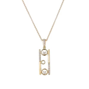 14K Yellow Gold Natural Diamond Pendant Necklace MZ10199 - Picture 1 of 9