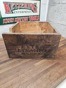 J114- antique Hercules Dynamite Wooden Storage Box 13 x 12.5 x 7 - MINING - Picture 1 of 9