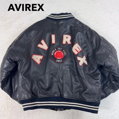 AVIREX Vintage Leather Stadium Jacket Arch Logo Multicolor Size M - Image 1 of 4