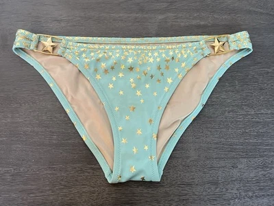 Victoria's Secret Traje de Baño Parte Inferior de Bikini Como Nuevo Verde Dorado Estrellas Mediano Nuevo sin Etiquetas Foto 1 de 3
