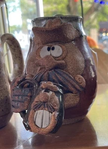 Eakin Vintage Studio Art 3D Pottery Ugly Face Mug 2 Face - Picture 1 of 1