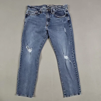 Gap Jeans Mens 34x30 (Fits 33x27) Blue Slim Stretch Distressed Denim Cotton - Image 1 of 4