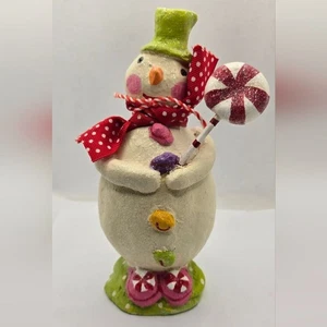 Penny McAllister Volkskunst Schneemann mit Lollypop glitzernd 7" Figur 2010 - Bild 1 von 7