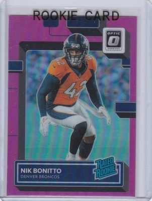 NIK BONITTO ROOKIE CARD Denver Broncos 2022 DONRUSS OPTIC PINK PRIZM $$ RARE RC! - Image 1 of 2