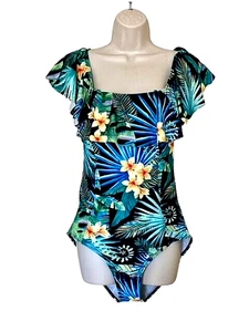 Marina Vida Rüschen Top Tropical Einteiler Badeanzug Tropical Floral Print Gr. XL - Bild 1 von 8