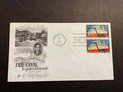 USA, ERIE CANAL Sesquicentennial, FDC 1967, Blk of 2, Sc #1325, 5c, Crisp!  - Image 1 of 2