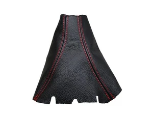 SEAT LEON (2005-2012) Soufflet Levier De Vitesse 100% Cuir - Couture Rouge - Picture 1 of 1