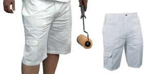 ProDec PAINTERS Work Wear SHORTS Decorators Cargo White 100% Cotton Drill - Picture 1 of 3