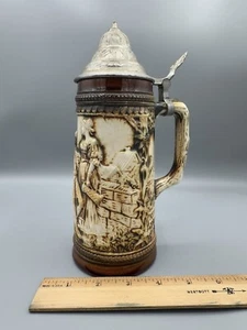 Vintage Original Gerzit Gerz Germany Lidded Beer Stein - Handcrafted Ceramic - Picture 1 of 11