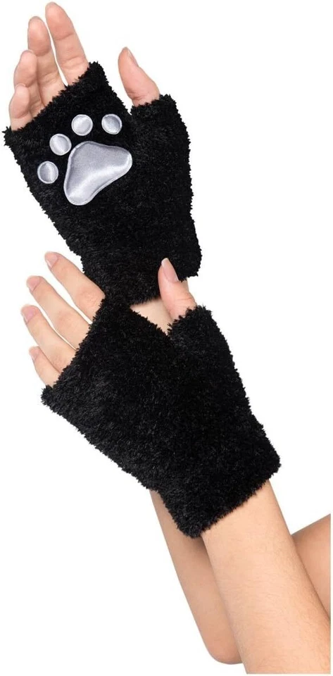 Cat Paw Gloves Kitten Animal Fancy Dress Up Halloween Adult Costume Accessory - Image 1 of 1