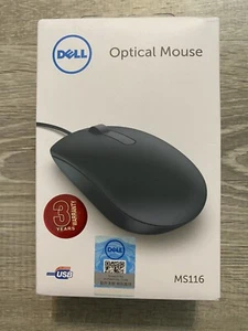 Dell Optical Wired Mouse Genuine MS116-BK Black Scroll NEW AND SEALED🔥🔥🔥 - Picture 1 of 5