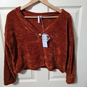 NWT Good Luck Girl Cardigan Sweater One Button Short Velvety Soft - Size XL BB1 - Picture 1 of 10