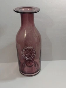 Dartington Crystal Glass Tall Amethyst Pansy Flower Bottle Vase, 26.5 cm High - Picture 1 of 7