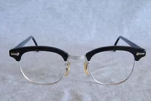 s/c shuron eyeglass frames browline vintage horn rim 46-22-5-3/4 - Picture 1 of 4