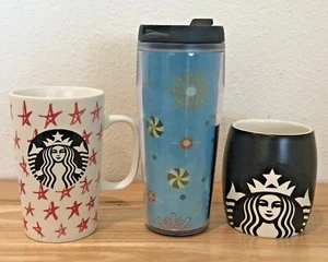 LOTE DE 3 STARBUCKS - VASO DE VIAJE LENTICULAR CARAMELO Y DOS TAZAS DE CAFÉ - LEER - Imagen 1 de 12