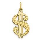Real 10kt Yellow Gold Solid Polished Dollar Sign Charm