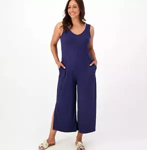 Cuddl Duds Regular Wide Leg Flexwear V-Neck Jumpsuit Navy Blue Size 3XL - Picture 1 of 6