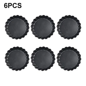 6Stk 4in Antihaft Runde Karbonstahl Pie Ofen Backform Tortenform Quiche Pfanne - Bild 1 von 24