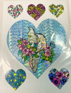 Vintage 1980's Prism Cockatoos Flowers & Hearts Stickers - Picture 1 of 2
