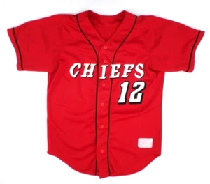 Chiefs 12 Baseball Sports Jersey L 44 Red 100% Nylon Bob's Athletic Wear - Picture 1 of 5