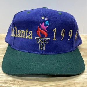 Vintage 1996 Atlanta Olympics Torch Logo Snapback Cap, Hat Purple Green 100 Year - Picture 1 of 11