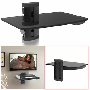 AV DVD SHELF Wall Mount Single Glass TV Component Cable Box Console Bracket PS4 - Bild 1 von 12