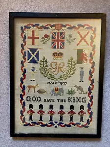Antikes gerahmtes Sampler Royalty Worldwide & Commonwealth Interesse - Bild 1 von 4