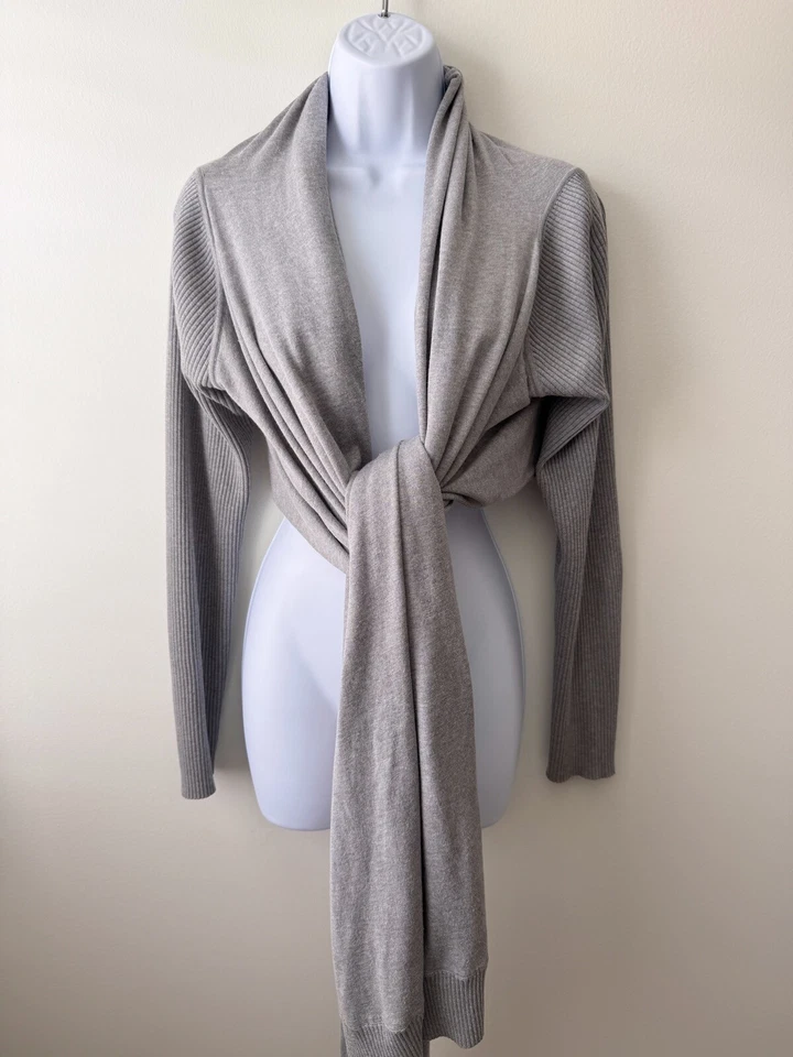 Haute Hippie Nude Sz M Long Sleeve Waterfall Cardigan Open Front Gray Super Rare - Image 1 of 4