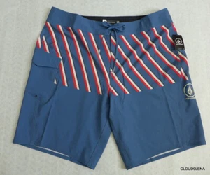 VOLCOM Men's 30 Manic 2 Boardshorts 20" Printed Stretch Swim Trunks - Picture 1 of 24