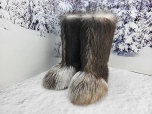 Brown Goat Fur Boots for Women 37EU 6US Warmest winter womens boots - Picture 1 of 11