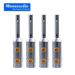 Juego de 4 piezas de conector de altavoz enchufe banana de cobre puro chapado en rodio de audio HiFi - Imagen 1 de 5