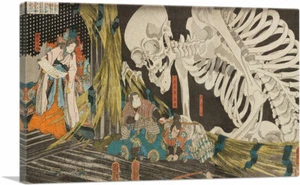 Mitsukuni Defying the Skeleton Spectre Canvas Art Print by Utagawa Kuniyoshi - Picture 1 of 11