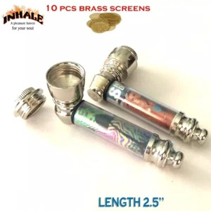 Inhale®️ 2PCS Nickel Steel Tobacco Smoking Metal Pipe w 10 brass screen - Picture 1 of 3