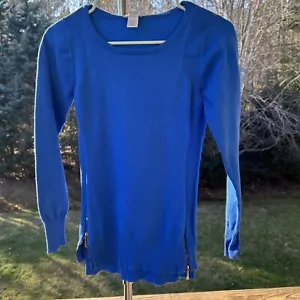 Cache Women’s XS Royal Blue Double Gold Zipper Sweater - Picture 1 of 22