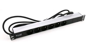Excel 6 Way Horizontal PDU 6x NFC Socket 16A Plug UnSwitch w/ LED Indicator - Picture 1 of 2