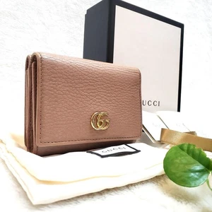 GUCCI GG Marmont Wallet Pink Beige Leather Women's Trifold Compact Auth - Picture 1 of 16