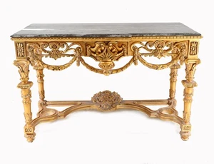 Louis XVI Gilt Console Table Marble Top Revival - Picture 1 of 24