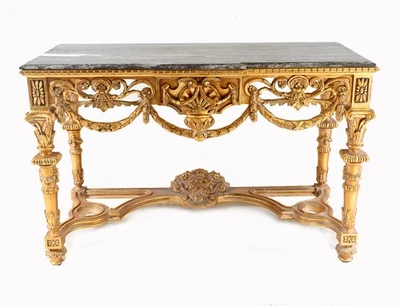 Louis XVI Gilt Console Table Marble Top Revival - Image 1 of 4