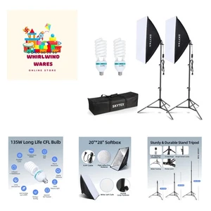 Versatile 2Pack Softbox Lighting Kit - 135W Continuous Light for All Photography - Picture 1 of 8