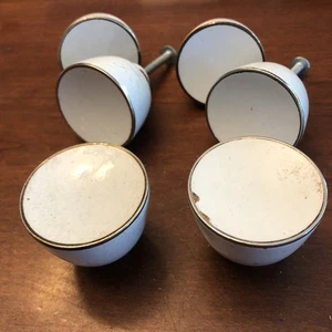 MENGE 6 SCHUBLADENGRIFFE WEISS PORZELLAN MID-CENTURY VINTAGE STIL KERAMIK 1 1/2" - Bild 1 von 6