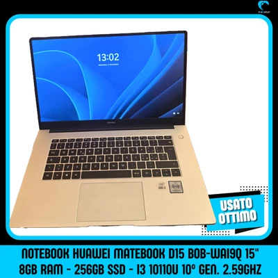 Notebook Huawei Matebook D15 BOB-WAI9Q - Intel Core I3-10110U - 8GB - 256SSD - Immagine 1 di 4
