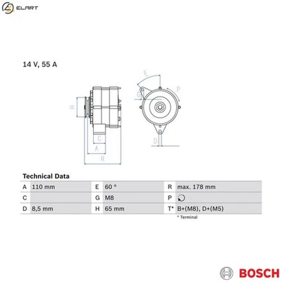 ALTERNATOR 0 986 034 220 FOR VW SANTANA GOLF/I/Cabriolet/�/II/Mk/Van SCIROCCO - Image 1 of 4