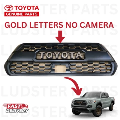 16-23 TOYOTA TACOMA TRAIL EDITION GRILLE BLACK W/BRONZE GOLD LETTERS GENUINE OEM - Image 1 of 3