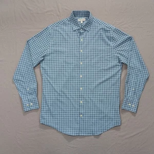 Peter Millar Summer Comfort Shirt Mens Medium Blue Plaid Button Down Long Sleeve - Picture 1 of 9