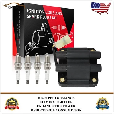 1 Ignition Coil & 4 Spark Plugs Kit For Subaru Legacy 1996 2.5L UF159 88921262 - Изображение 1 из 4