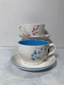 2006 Starbucks Coffee Cup & Saucer Pink/Red & Blue Leaves (9 fl oz) [Set of 2] - Bild 1 von 17