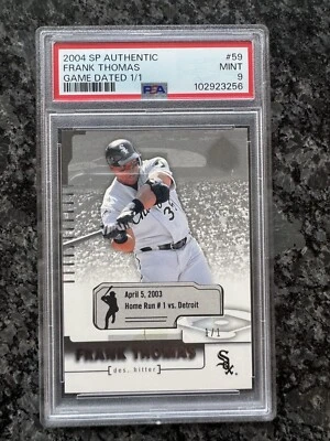 2004 UPPER DECK SP AUTHENTIC GAME DATED 1/1 #59 FRANK THOMAS 1/1 PSA 9 White Sox - Image 1 of 4