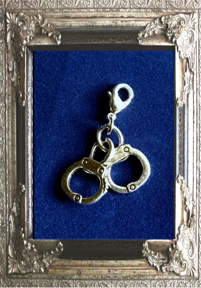 CHARM ANHÄNGER HANDSCHELLEN FESSELN HOCHZEIT LIEBE silber für ARMBAND + KETTE  - Bild 1 von 2